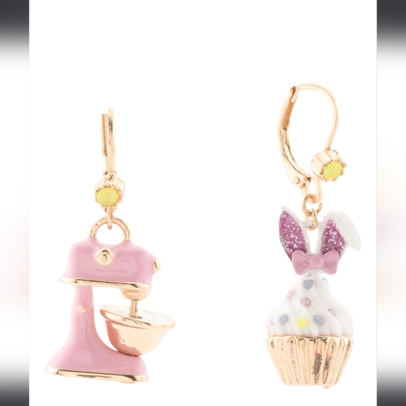Betsey Johnson Jewelry - Betsey JohnsonSpring Bunny Cupcake Mismatch Drop Earrings